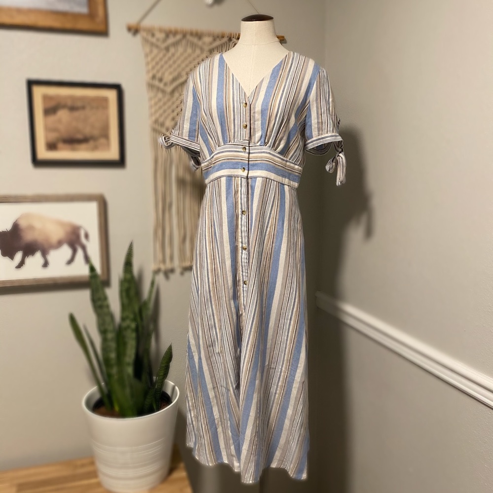 Stripe Midi Button Down Dress